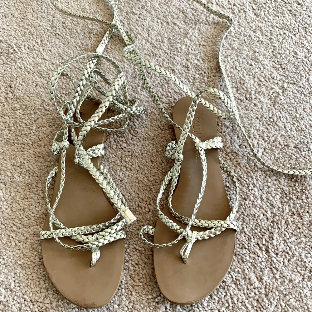 Metallic gold gladiator sandals